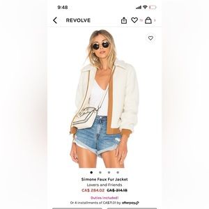 Lovers and Friends, Simone faux fur jacket, ivory, size xs